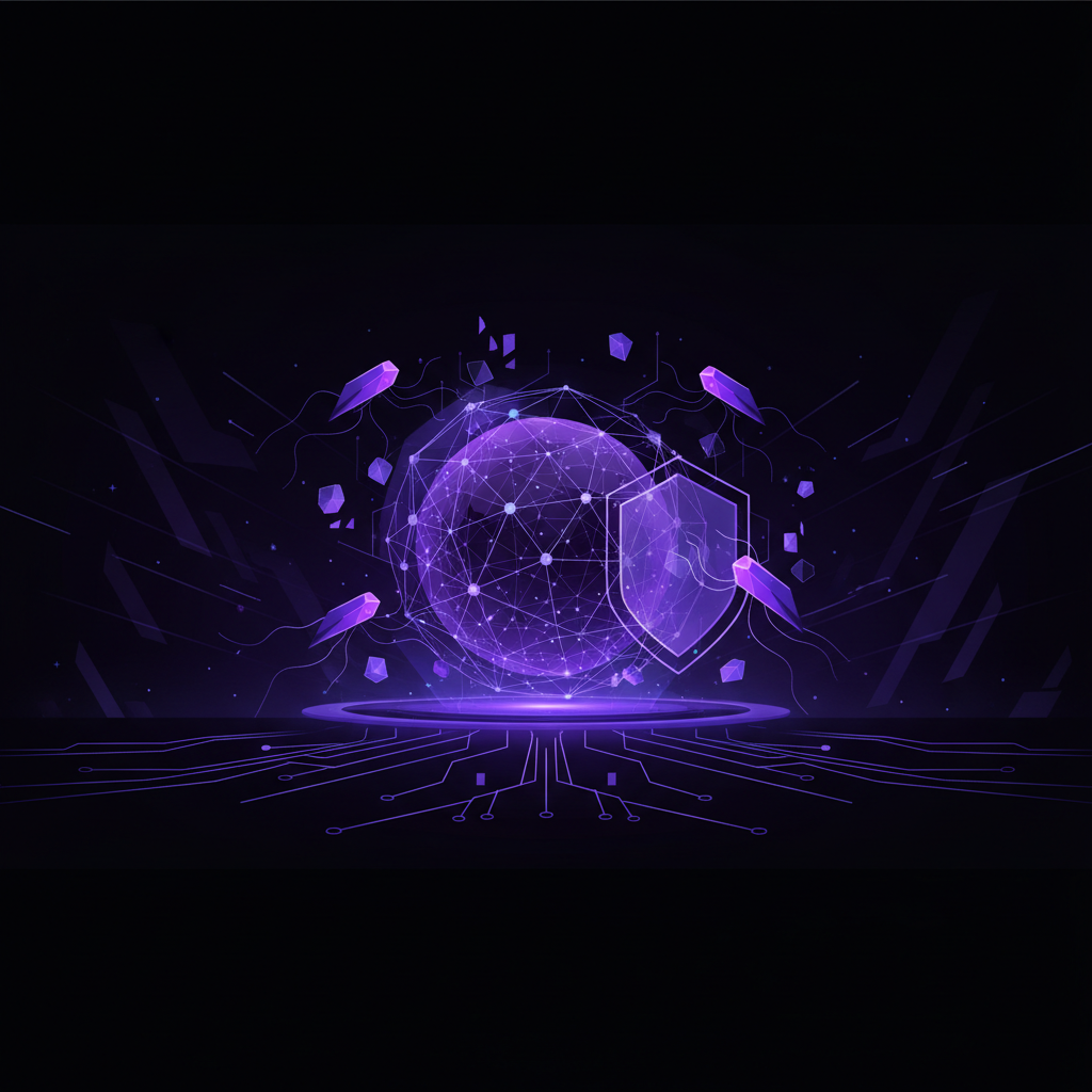 Abstract illustration of interconnected digital security layers forming a protective shield, representing a UEMP